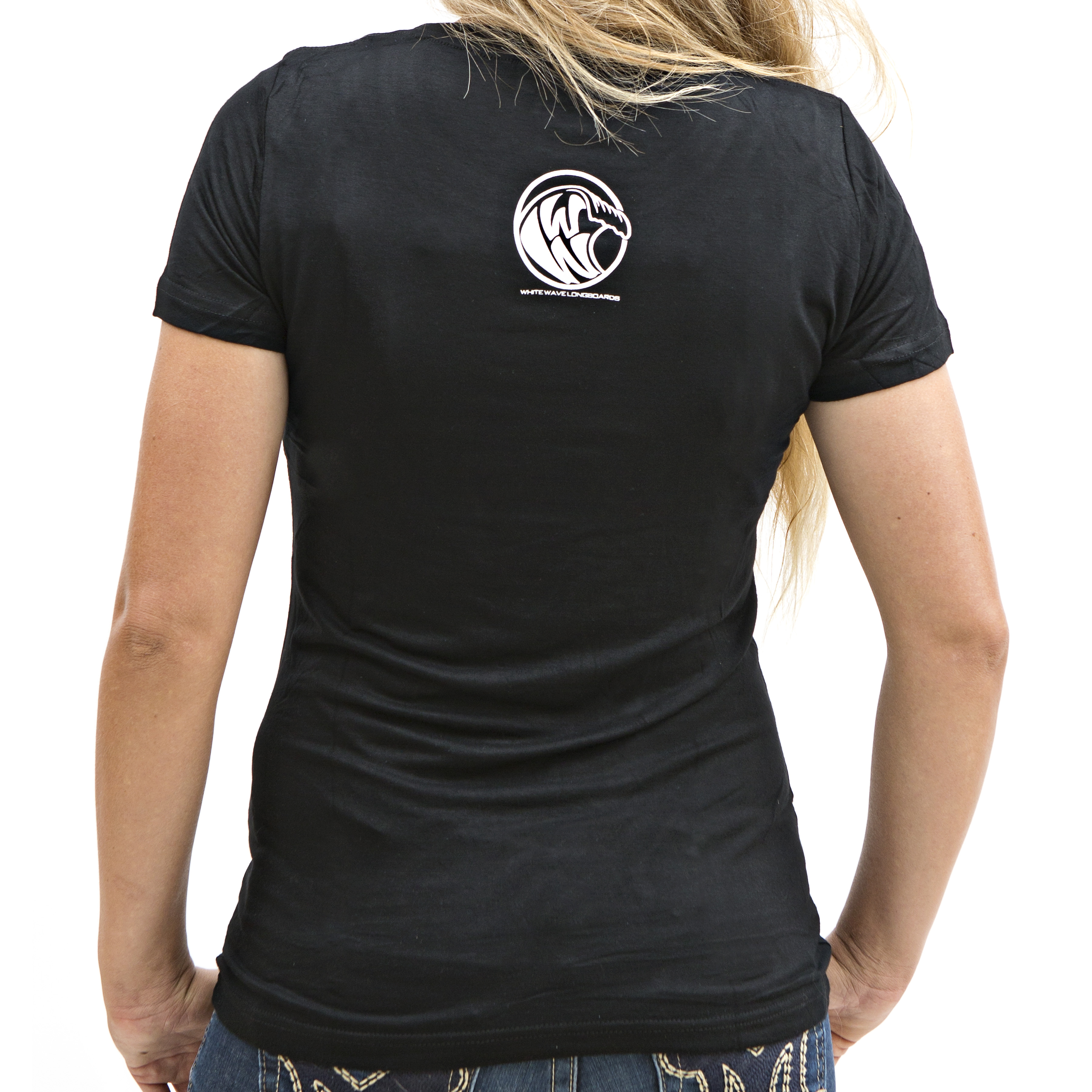 Women's Logo Shirt - White Wave Longboards
