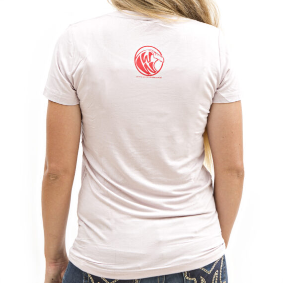 white wave longboard back light gray red women's t-shirt